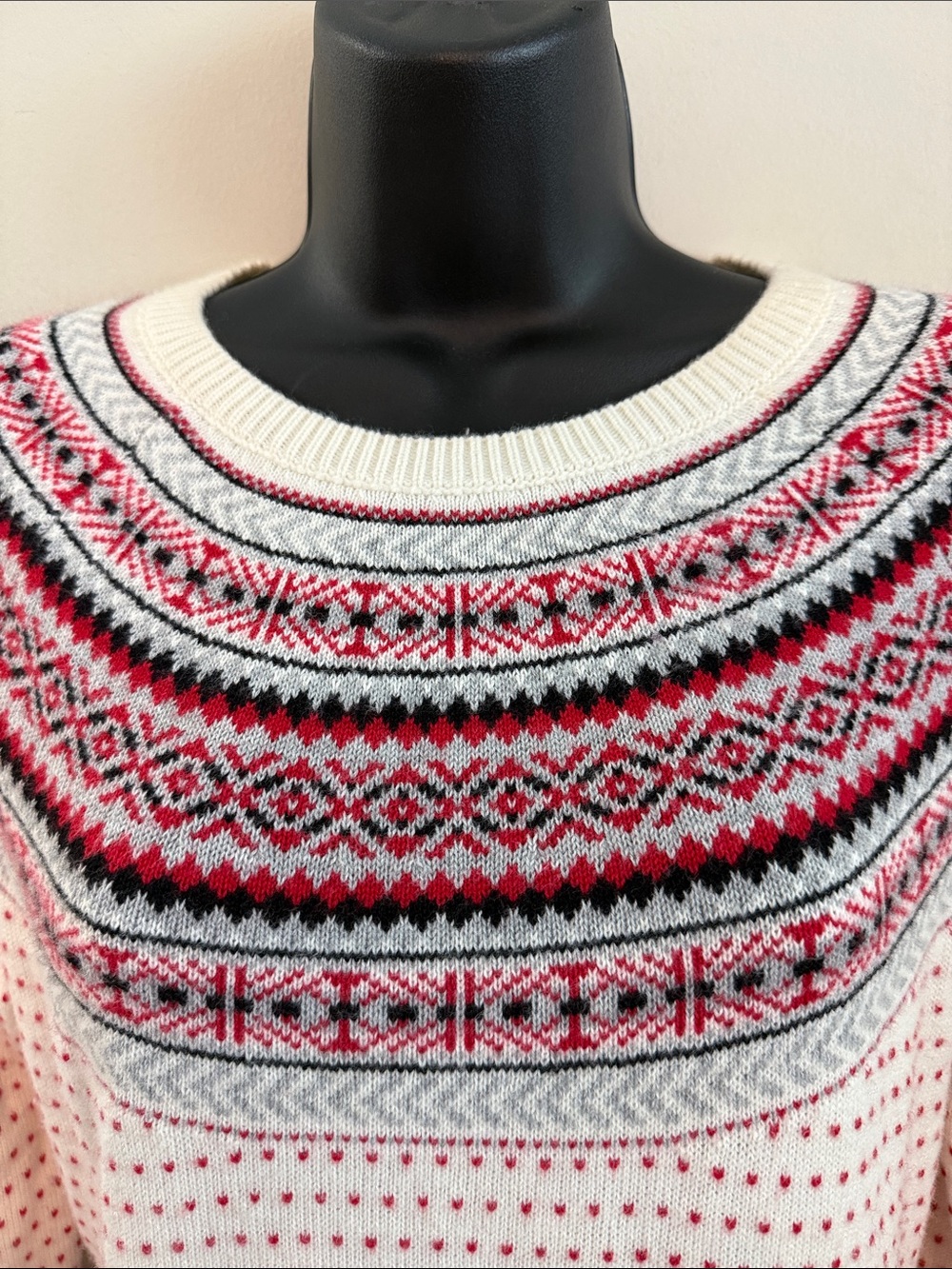 Talbots Cream and Pink Fair Isle Crewneck Sweater - Picture 5 of 14